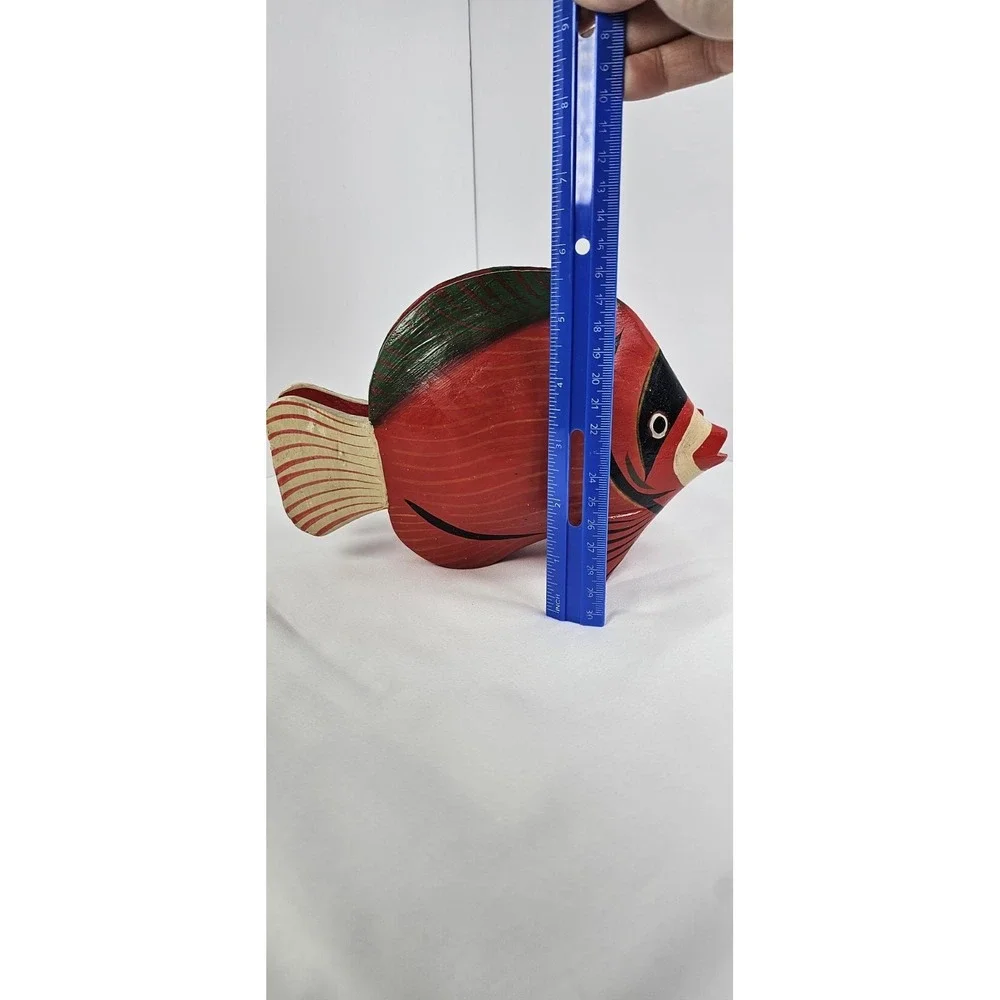 Hand Carved Wooden Fish‎ Napkin Holder Colorful Tropical Folk Art Kitchen Decor